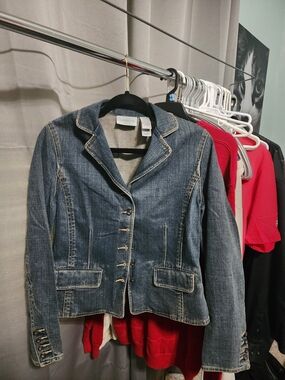 Liz Claiborne Tailored Denim Blazer Jacket - Blue